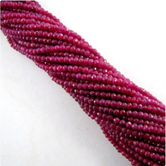 Natural Ruby Faceted beads,Genuine Ruby beads,Precious Gemstone beads,Faceted Beads For Jewelry Making,3mm to 4mm ruby beads,ruby strand
