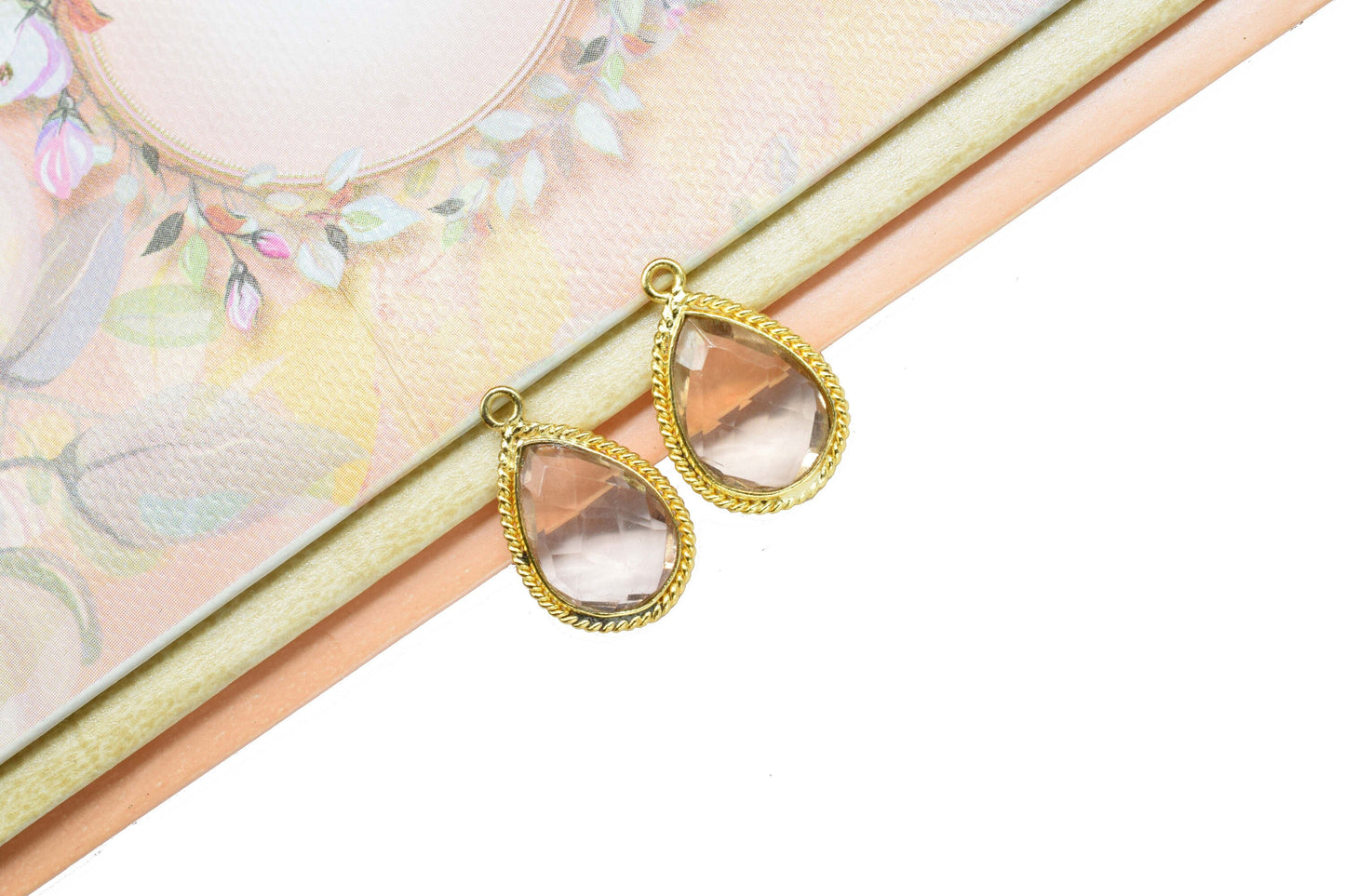 Morganite Gemstone Faceted 10x14mm Teardrop Shape Charms Pendant,Morganite Single Bail Pendant Jewelry,Morganite Gold Plated bezel Jewelry