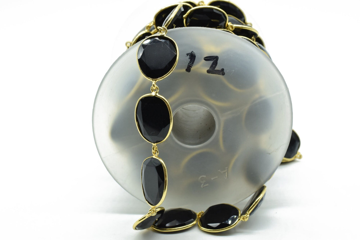 Black Onyx Gold Plated Bezel Connector Chain,Black Onyx connector chain,Black Onyx Free shape bezel connector chain,Bezel continuous chains