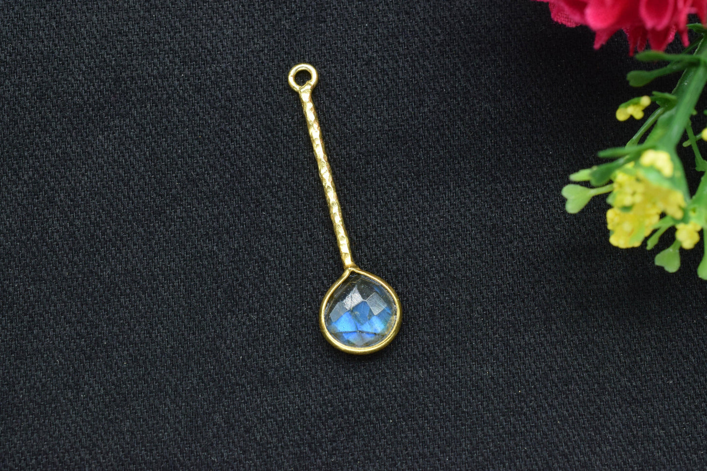 Flashy Labradorite Pendant/Gemstone Component/Faceted Labradorite Single Bail Charm/Necklace Pendant/Heart Shape Charm/Wholesale Supply