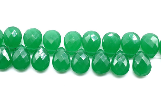 Natural Green Onyx Pear Shape Briolette,9 inch Teardrop Strand,Green Onyx Teardrop Beads,9x12mm pear Shape Briolette,Green Onyx Briolettes