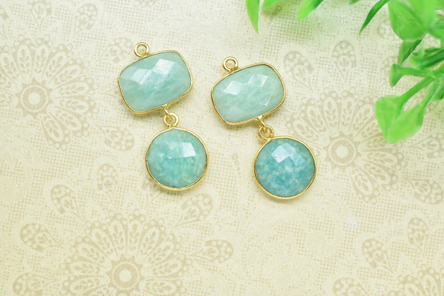 Amazonite Dangle Component Earring,Handmade Jewelry,Amazonite Pendant Charms,Gemstone Jewelry,Station Bezel Link,Amazonite pendant Connector