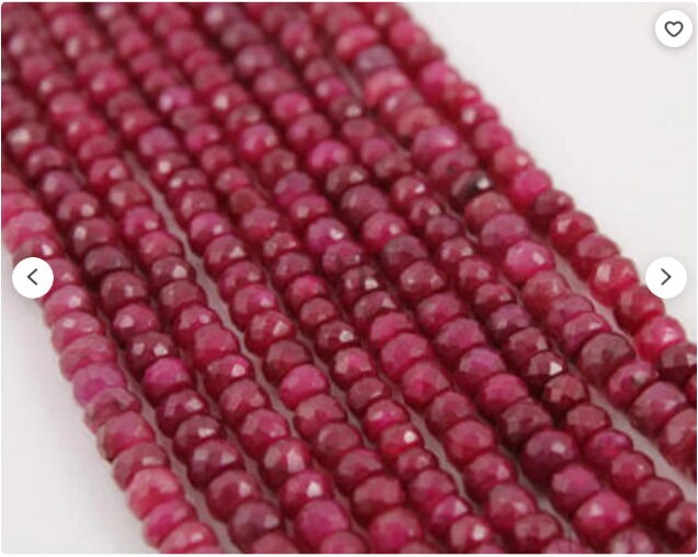 Natural Ruby Faceted beads,Genuine Ruby beads,Precious Gemstone beads,Faceted Beads For Jewelry Making,3mm to 4mm ruby beads,ruby strand