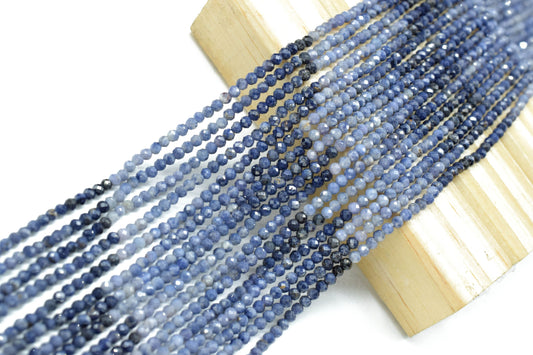 AAA+ Blue Sapphire 2mm Micro Faceted Beads,Gemstone Beads Strand,Blue Sapphire Shaded Beads,Rondelle faceted beads,Sapphire Strand Jewelry