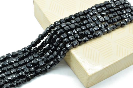 Natural Black onyx Faceted 5 to 6mm Cube Beads,Black onyx Nugget,Highly Polished Cube Shape Gemstone,Cube beads Jewelry Making Custom Design