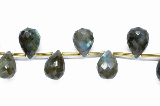 Natural Labradorite 10x14mm Faceted Drop Briolettes,Gemstone Teardrop Beads,Labradorite Drop jewelry,Labradorite Strand Jewelry Making,Gift