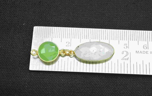 Moonstone Pendant Charms,Aqua chalcedony Dangle Earring Component,Multi Gemstone Dangle Earring,Component Jewelry,B'day Gift