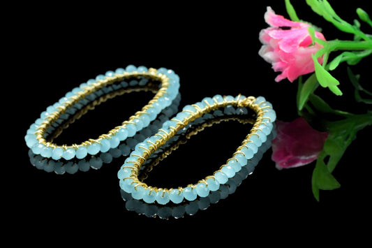 Aqua Chalcedony Wire Wrapped Connector, Oval Shape Pendant Component, Handmade Earring, Beaded Earring,Finding Component Aqua Quartz Jewelry