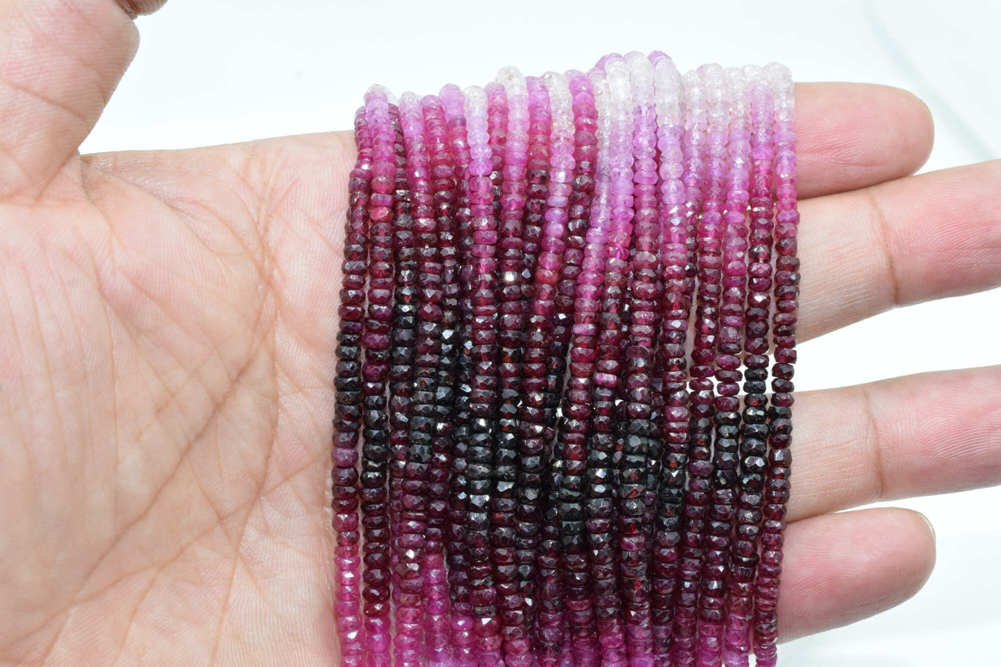 Ruby shaded faceted beads,Natural Ruby Rondelle Beads,3mm to 3.5mm faceted beads,ruby faceted beads,jewelry making supply,ruby beads strand