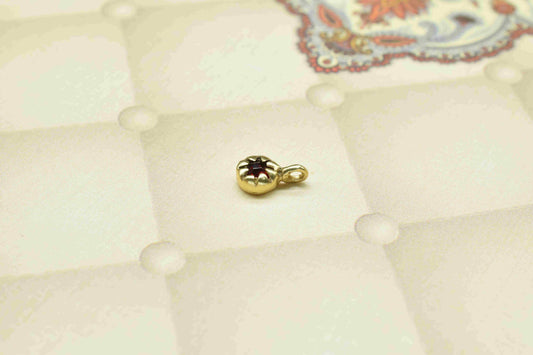 Garnet Gold Plating Single Bail Jewellery,Garnet October Birthstone Necklace Connectors,Garnet Gemstone 5mm Round Shape Pendant Jewelry,Gift
