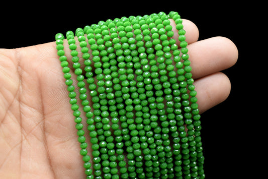 Emerald 3.50mm Faceted Beads,Emerald Jewelry Making beads,Gemstone Wholesale Beads supplier,Emerald Quartz Beads,Emerald Roundel Bead Strand