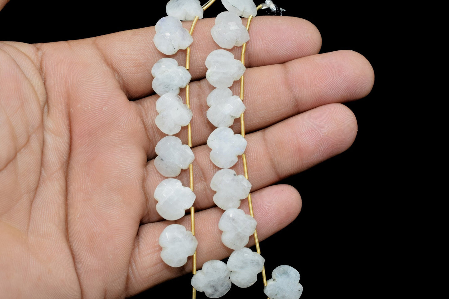 Moonstone fancy Shape Faceted Briolette|Carved Drill Fancy Briolette 4.5inch Strand | 10 Pieces,Side Drill,Gemstone Beads for jewelry making
