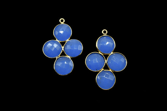 Blue Chalcedony Earring Component,Blue Chalcedony Attached Bezel,Blue Chalcedony Pendant,Attached Bezel Earring,Blue Chalcedony Earring,Gift