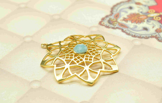 Amazonite Gemstone Component, Single Bail Charm, Amazonite Connector Pendant, Gold Plated Connectors ,Pendant Jewelry, Earring Component