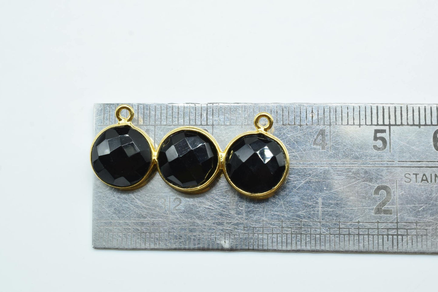Black Onyx Attached Bezel Pendant,Gemstone Component,Double Bail Pendant,Black Onyx Earring,Charm Pendant,Jewelry Making Supply,Onyx Jewelry