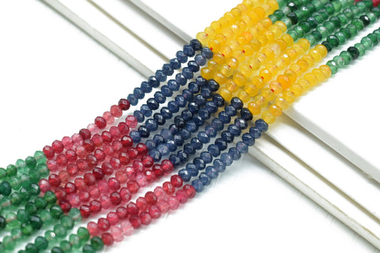 4mm Multi Sapphire Faceted beads,Wholesale Sapphire Beads For Jewelry Making Beads,Precious Faceted Beads, Multi Faceted Rondelle Beads,