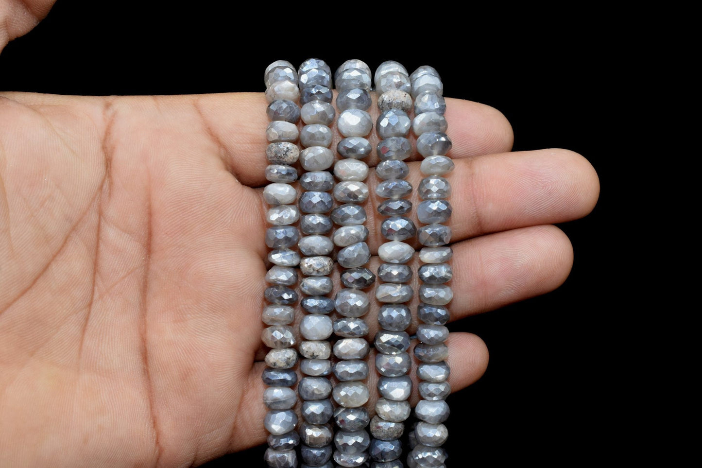 Labradorite Coated Faceted Bead,Silver Coated Bead,7mm To 8mm Labradorite Beads,Faceted Beads,Jewelry Making Craft,Labradorite Gemstone Bead