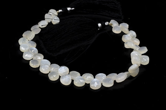 White Moonstone heart Shape beads,white Moonstone Briolette,8mm heart Shape beads,AAA Quality Briolette,j8''heart shape strand,faceted bead