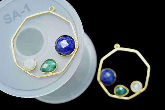 Multi Stone Gemstone,Blue Sapphire Gemstone 10mm Round Shape Pendant,Emerald Pendant,Moonstone Faceted Gemstone,Finding Hexagon ShapeJewelry