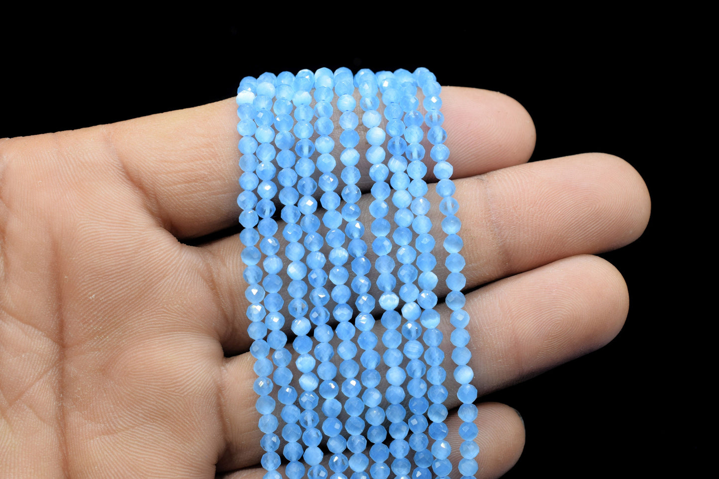 Blue Chalcedony AAA Faceted beads/Blue Stone Beads/Rondelle Beads/Jewerly Making Beads/Micro Cut Beads/Loose Gemstone Beads/Wholesale Beads