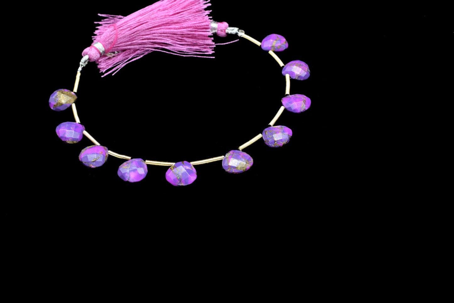 Purple Copper Turquoise Faceted Briolette,Gemstone Heart Beads,Purple Turquoise Heart Shape,Jewelry Making Supplies,Copper Turquoise jewelry