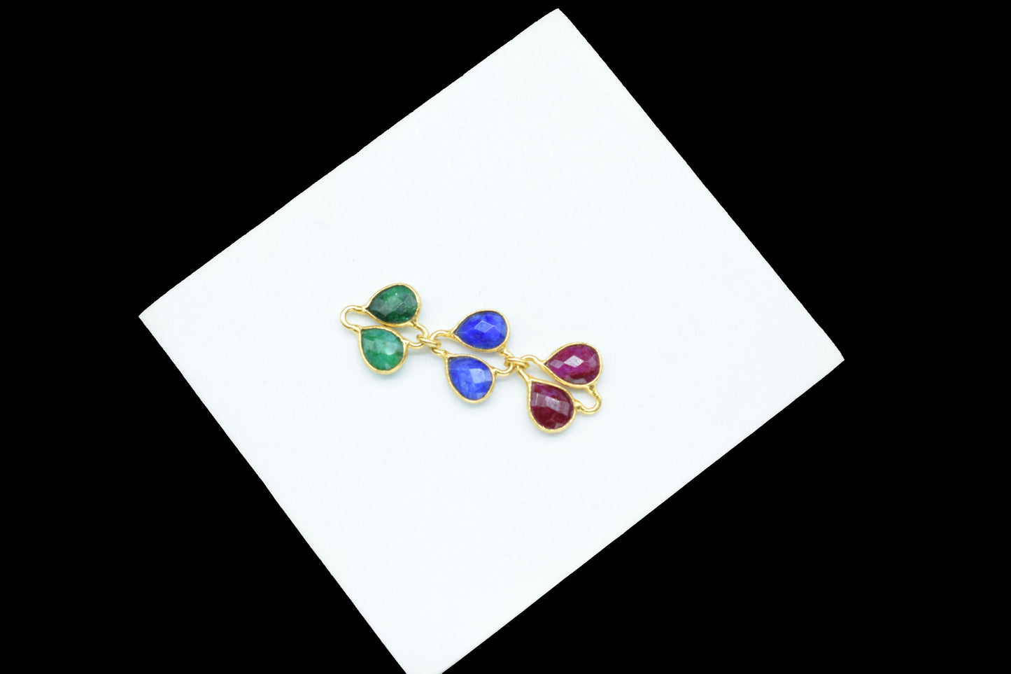 Multi Gemstone Pendant Charms/Gold Plated Pendant/Emerald Charms Pendant/Wedding Jewelry/Blue Sapphire Jewelry/Dangle Pendant/Handmade Item