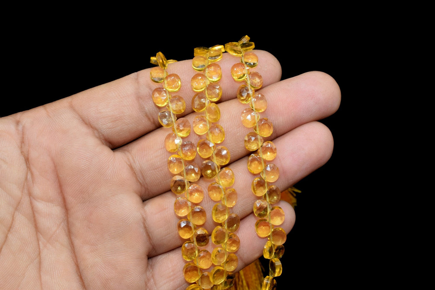 Citrine Faceted 8mm Heart Shape Briolette,Semi-Precious Gemstones briolettes,Gemstone Heart Shape Briolettes,Jewelry Making Supplies