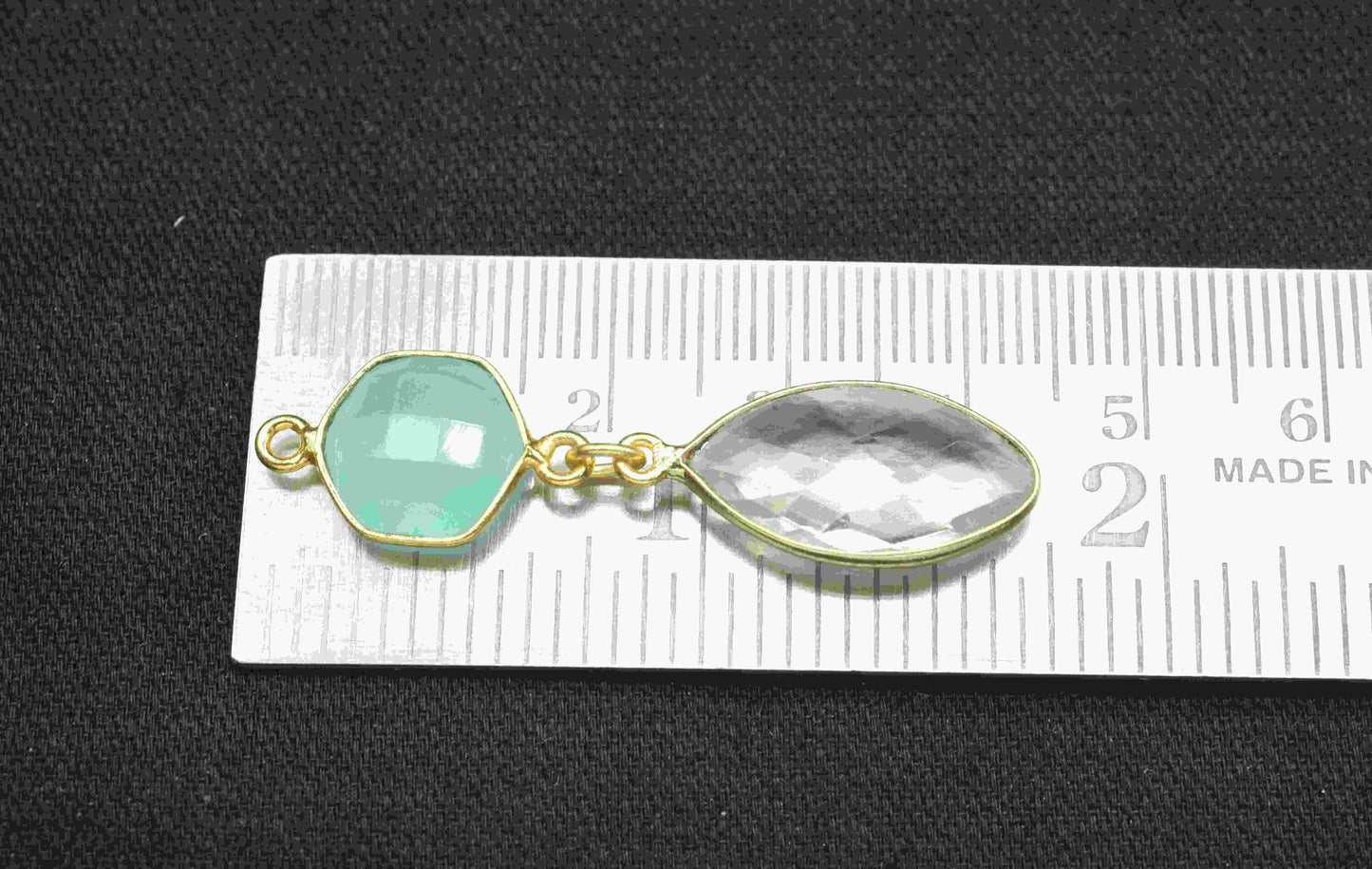 Aqua Chalcedony Pendant Charms , Crystal Quartz Dangle Earring Component , Multi Gemstone Dangle Earring , Component Jewelry , B'day Gift