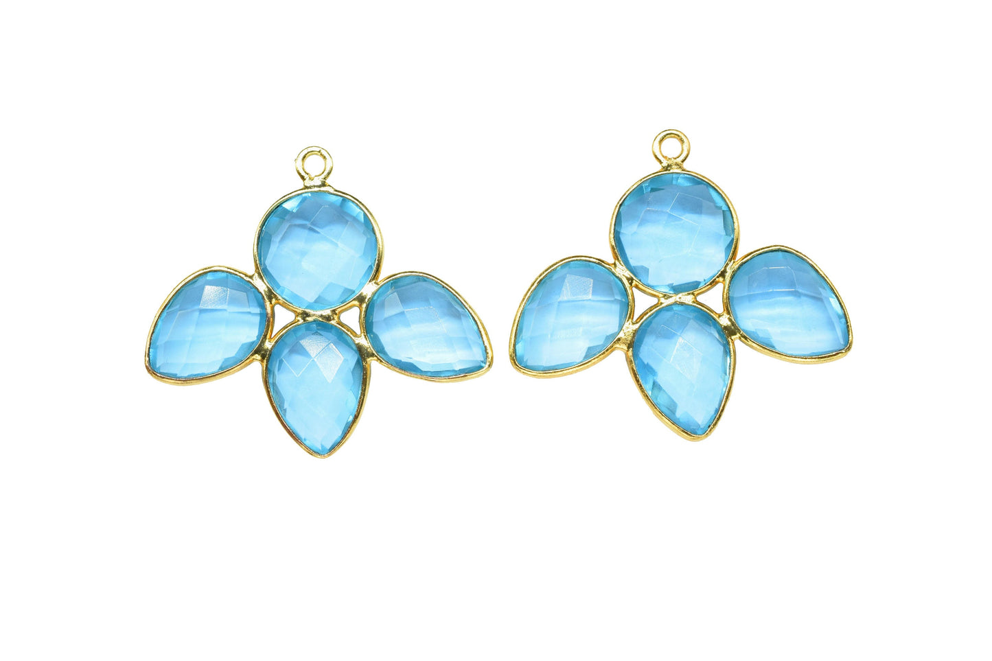 Teardrop Bezel Pendants,Station Bezel Link,Handmade Component Pendant Beads Jewelry,Gemstone Flower Pendant,Earring Connector,Craft Supplies