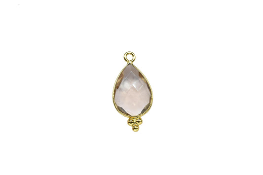 Morganite Gold Plated bezel Jewelry,Morganite Single Bail Pendant Jewelry,Morganite Gemstone Faceted 10x14mm Teardrop Shape Charms Pendant