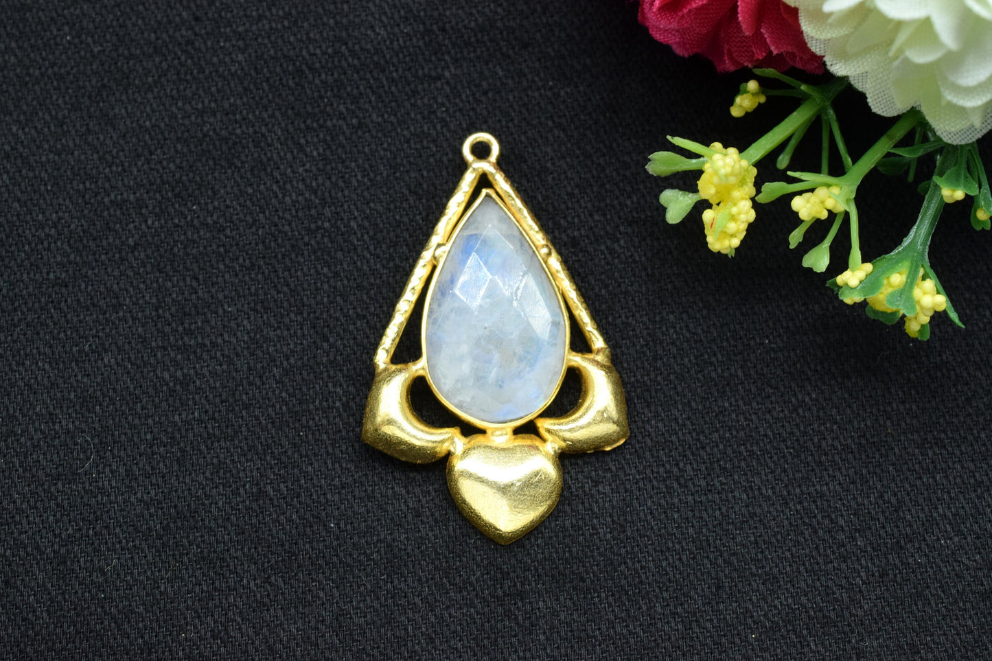 Moonstone Necklace Pendant/Single Bail Charm/Jewelry/Faceted Pendant/Gemstone Component/Necklace Pendant/Summer Collection/Anniversary Gift