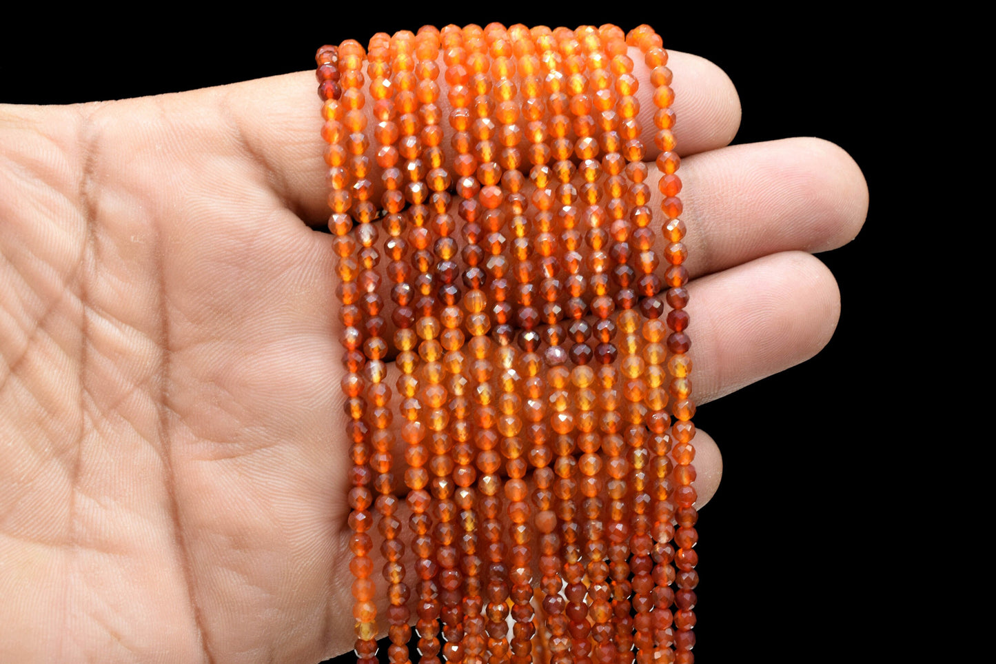 Carnelian Faceted Beads,3mm Rondelle,Carnelian Shaded Beads,Micro faceted beads,Gemstone Beads Strand,Carnelian Beads Strand Jewelry Gift