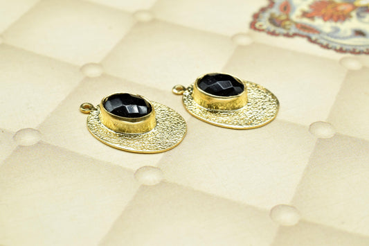 Black Onyx Handmade Pendant,Pendant Charms Connector,Gemstone Pendant jewelry,Oval Shape Pendant,Matt Earrings,Finding Oval Components,Gift