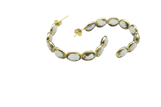 Amethyst Quartz Earring/Purple Gemstone Earring/Handmade Earring/Bridal Earring/Gold Plated Earring/Women Earring/Hoop Earring/B'day Gift