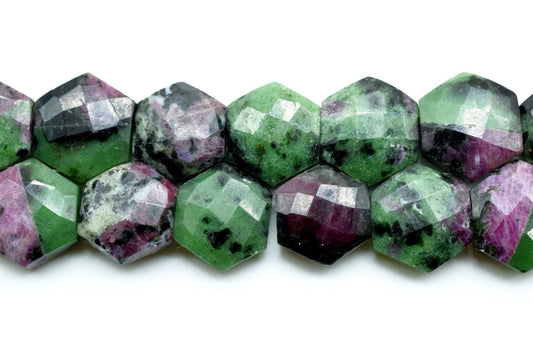 12mm Ruby Zoisite Hexagon Faceted Beads,Ruby Zoisite Hexagon Briolette,Ruby Zoisite Hexagon Bead,12mm Hexagon Briolette Beads,wholesale bead
