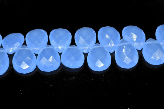 Blue Chalcedony 8x12mm Teardrop Faceted Briolettes,Side drilled Briolette,Jewelry making supplies,Blue Gemstone Briolette,Blue Chalcedony