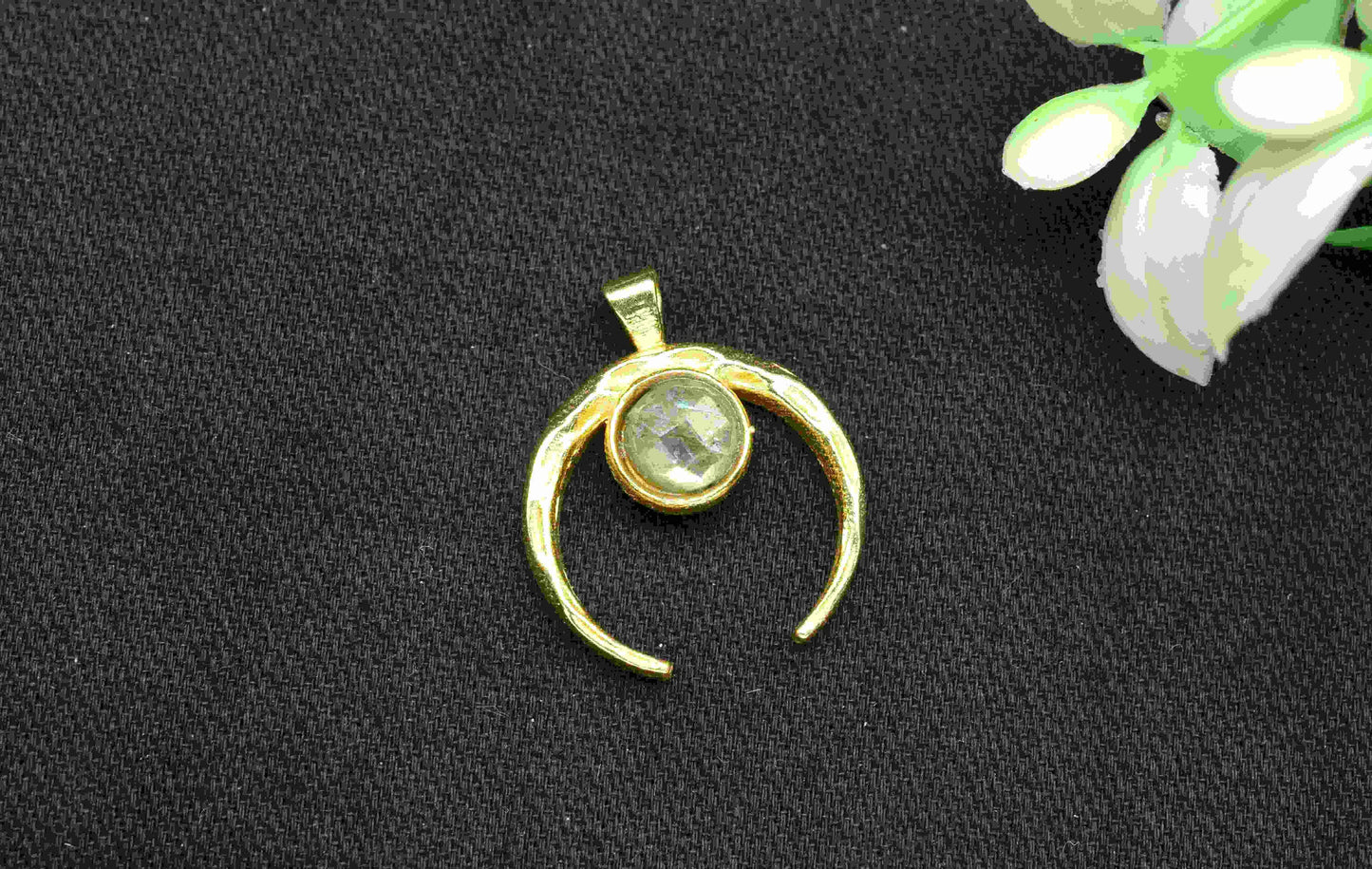 Labradorite Pendant , Single Bail Charm , Labradorite Connector Pendant , Gold Plated Connectors , Single Bail Gemstone Connector Charm