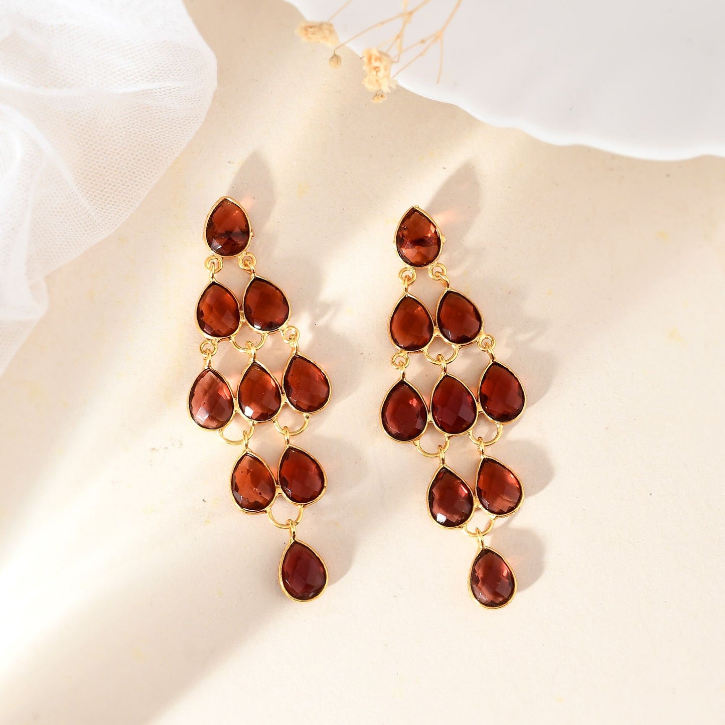 Natural Gemstone Pink Tourmaline Earring/Gold Plated Earring/Bridal jewelry/Handmade Earring/Dangle Earring/Pink Gemstone Earring/B'day Gift