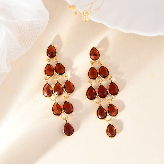 Natural Gemstone Pink Tourmaline Earring/Gold Plated Earring/Bridal jewelry/Handmade Earring/Dangle Earring/Pink Gemstone Earring/B'day Gift