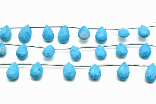 Natural Turquoise Drop Shape Briolettes,Turquoise teardrops,Genuine Turquoise-Faceted Pear Shape Briolette,Turquoise 7x10mm TearDrop shape