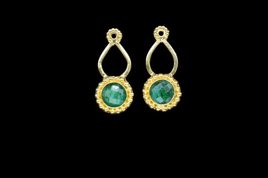 Emerald Designer Pendant/Jewelry making Stone/Emerald Pendant Charm/Handmade Jewelry Component/Emerald Round Shape Stone/Connector/Gift