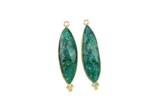 Natural Emerald 10x30mm Bezel charms,Station Bezel Link Jewelry Supplies,Emerald jewelry,marquise Shape Pendant,Emerald Gemstone Connectors
