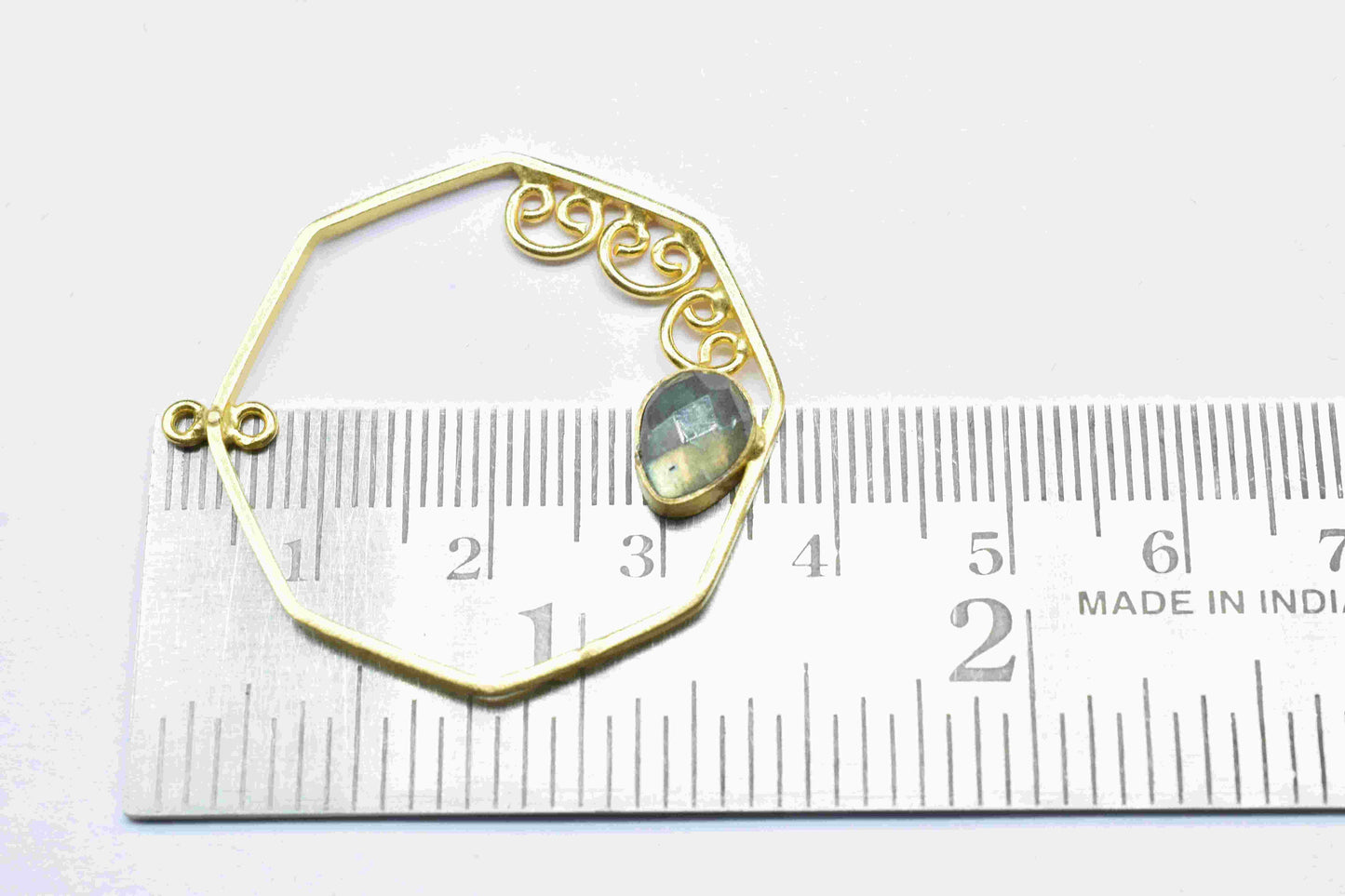 Labradorite 6x8mm Teardrop Gemstone Pendant,Finding Hexagon Shape Single Bail Charm,Finding Gold Plated Connectors,Labradorite Earring,Gift