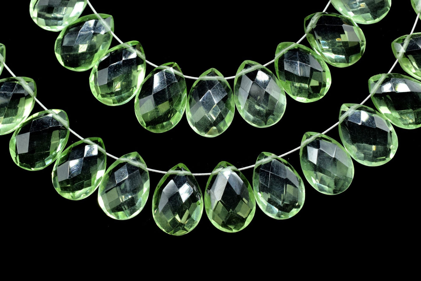9 Inches Strand,Green Amethyst Quartz Faceted Pear Shape Briolettes,8x12mm teardrop Briolettes,Faceted Briolette Line,Jewelry making pear