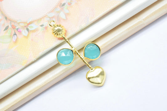 Peru Chalcedony Pendant/Gemstone Component/Faceted Cut Peru Chalcedony/Single Bail Charm/Necklace Pendant/Heart Shape Charm/Wholesale Supply