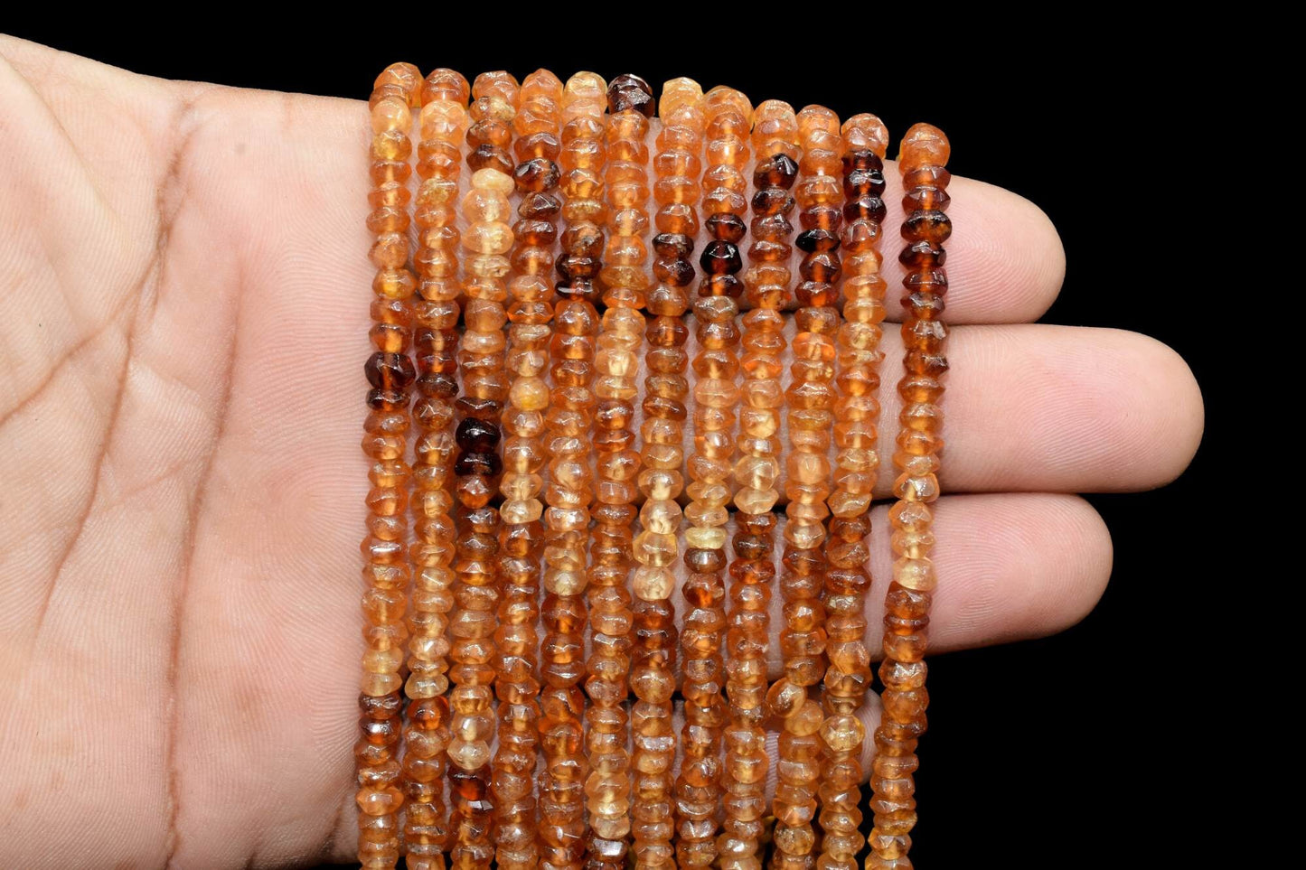 Hessonite garnet shaded Beads - Full Strand 13" - 3mm to 5mm Rondelle Beads -Faceted Beads,garnet beads,Faceted Rondelle Beads,Garnet beads