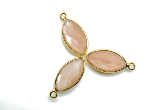 Peach Moonstone 6x12mm marquise shape Single bail Connector,Bezel links Connector,jewelry making Connector,Single bail Connector,Moonstone