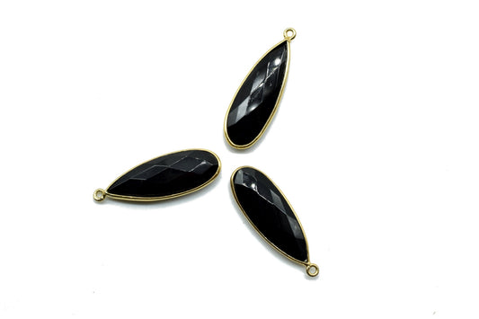 Black Onyx 10x30mm Teardrop Charm,Single Bail Charm Pendant,Teardrop Pendant,Faceted Black onyx,Gemstone Charm,Gemstone Pendant,Dainty Charm