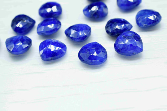 Blue Sapphire AAA Quality Faceted 10mm Heart Shape Briolettes,Blue Sapphire Faceted Heart Shape Beads Briolette,Jewelry Making Supplies,Gift