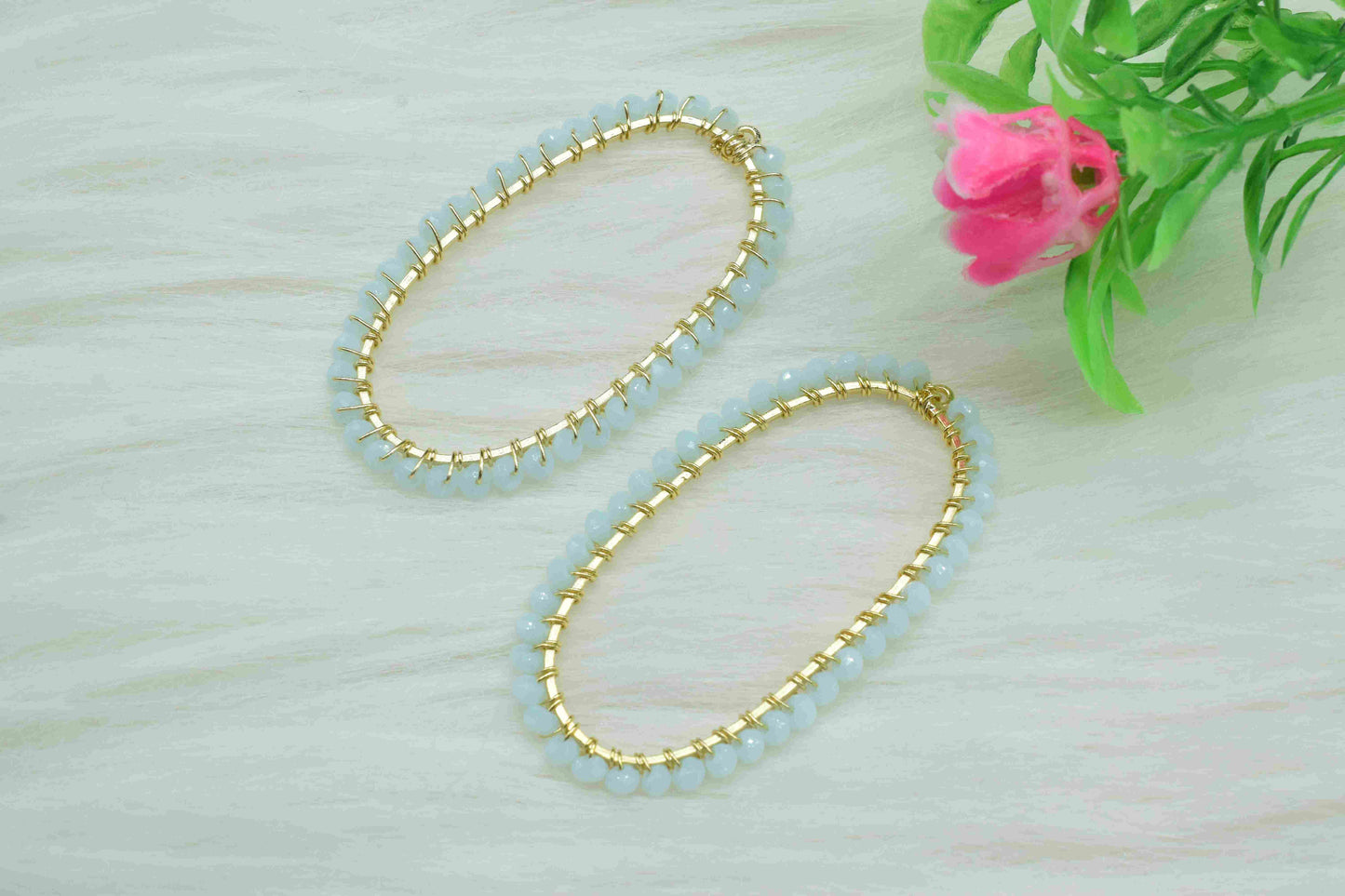 Opalite beads Connector,Oval Shape Pendant Component,Opalite Handmade Finding Necklace,Beads Findings Component,Opalite Wire Wrapped jewelry